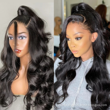100% Brazilian 12 inch-30 inch Human Hair Wig Swiss Transparent lace wig,Body Wave Cuticle Aligned Lace Front Wig